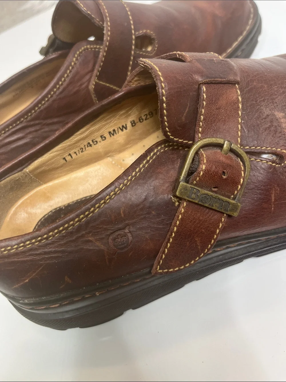 Born Monk Strap Brown Leather Slip-On Shoes Size 11.5